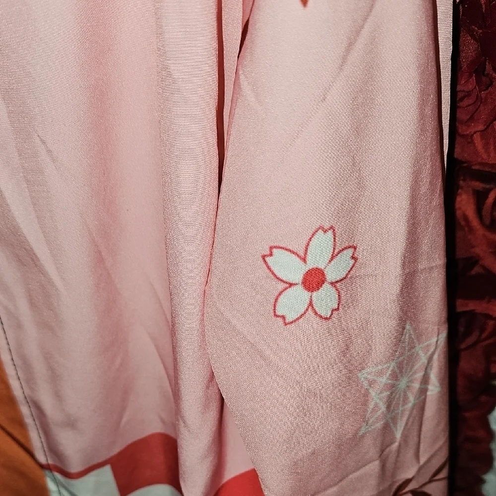 Women's Pink and Orange Kimono With Cat Graphic On Bacl Jacket Size XXL